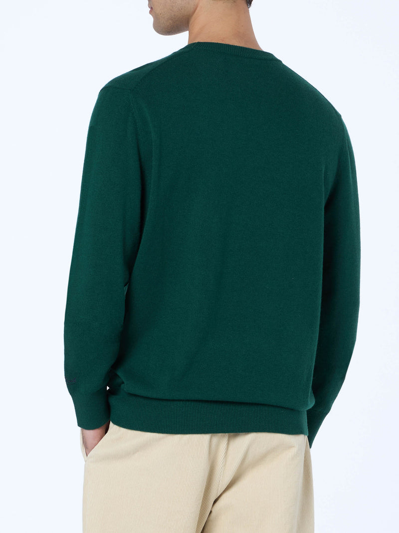 Maglione da uomo verde Heron con ricamo Cortina'83 speed