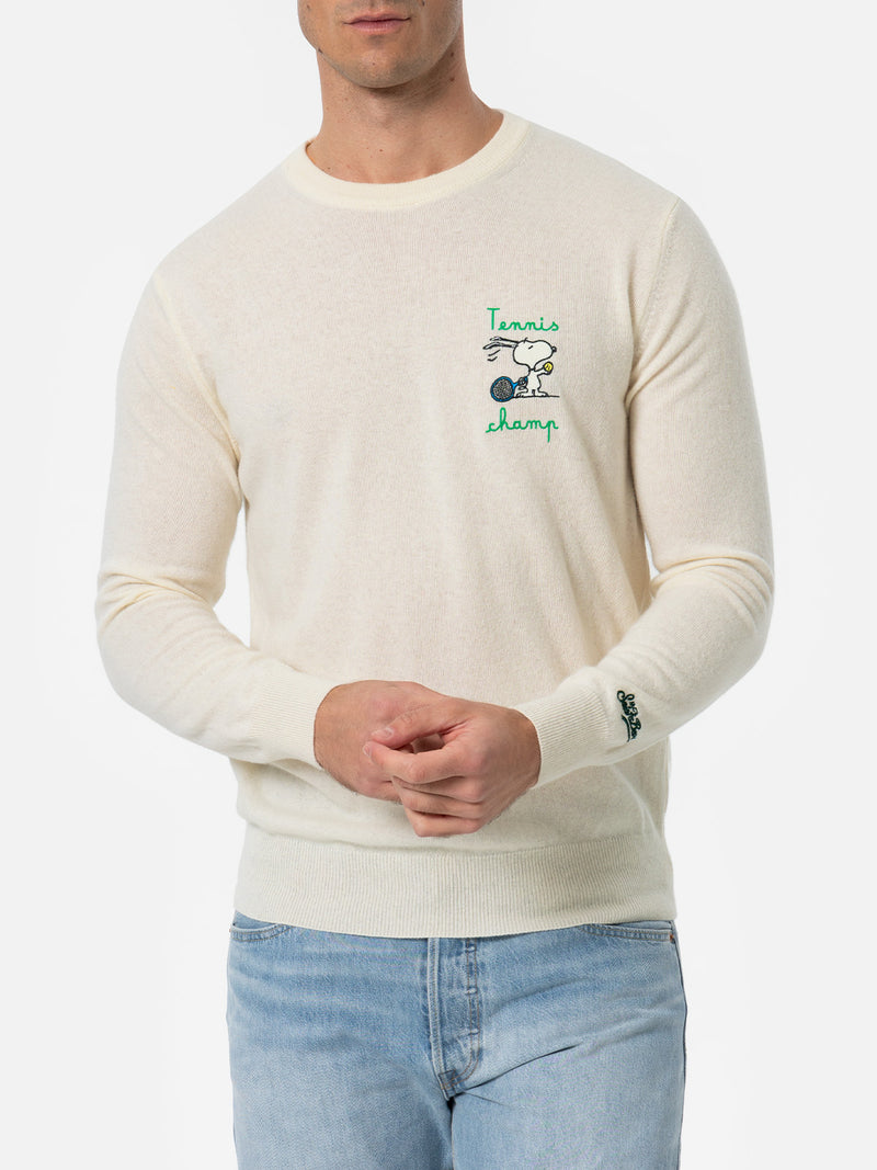 Weißer Pullover für Herren Heron mit Snoopy-Tennischampion-Stickerei | SNOOPY PEANUTS SPECIAL EDITION