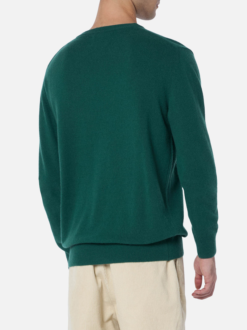 Maglione da uomo verde Heron con ricamo it's Wine o'clock