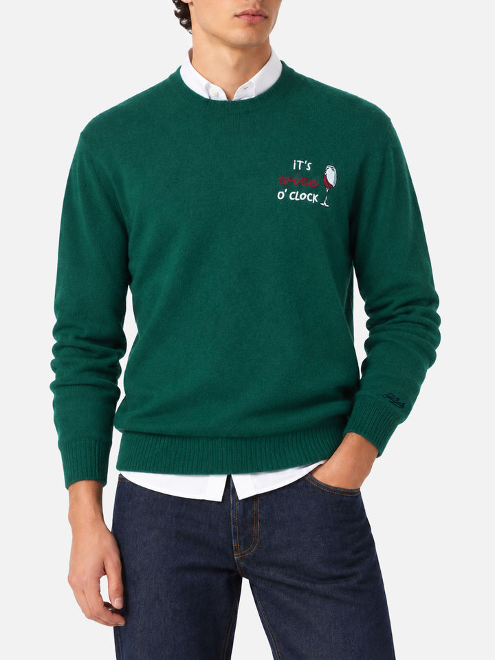 Maglione girocollo Heron con ricamo it's Wine o'clock