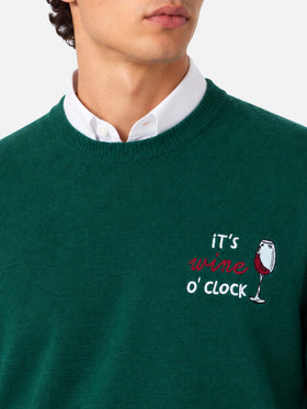 Maglione girocollo Heron con ricamo it's Wine o'clock