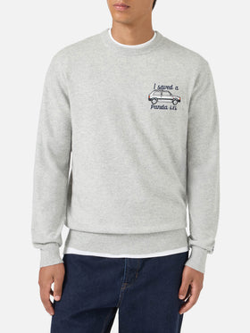 Crewneck sweater Heron with I saved a Panda 4x4 embroidery | FIAT PANDA SPECIAL EDITION