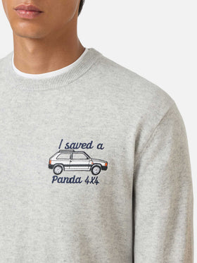 Crewneck sweater Heron with I saved a Panda 4x4 embroidery | FIAT PANDA SPECIAL EDITION