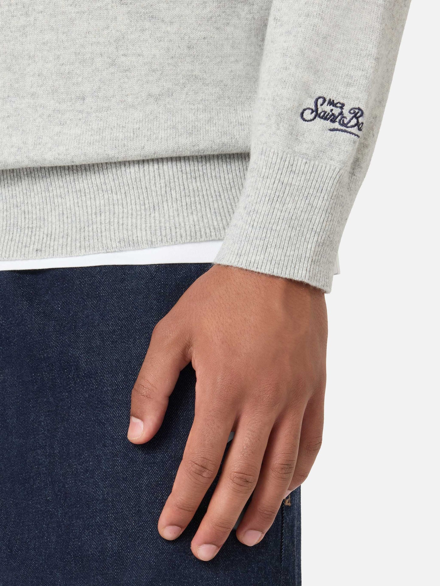 Crewneck sweater Heron with I saved a Panda 4x4 embroidery | FIAT PANDA SPECIAL EDITION