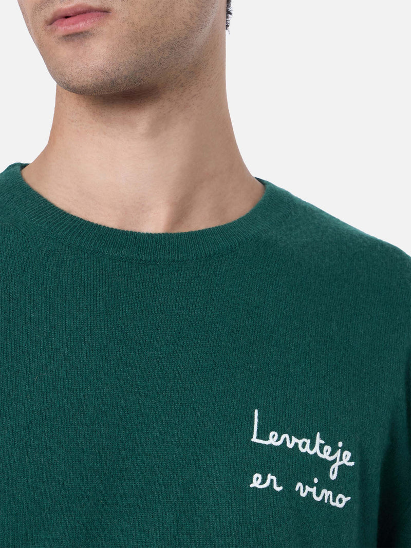 Maglione da uomo verde Heron Light con ricamo Levateje er vino| VACANZE DI NATALE EDIZIONE SPECIALE