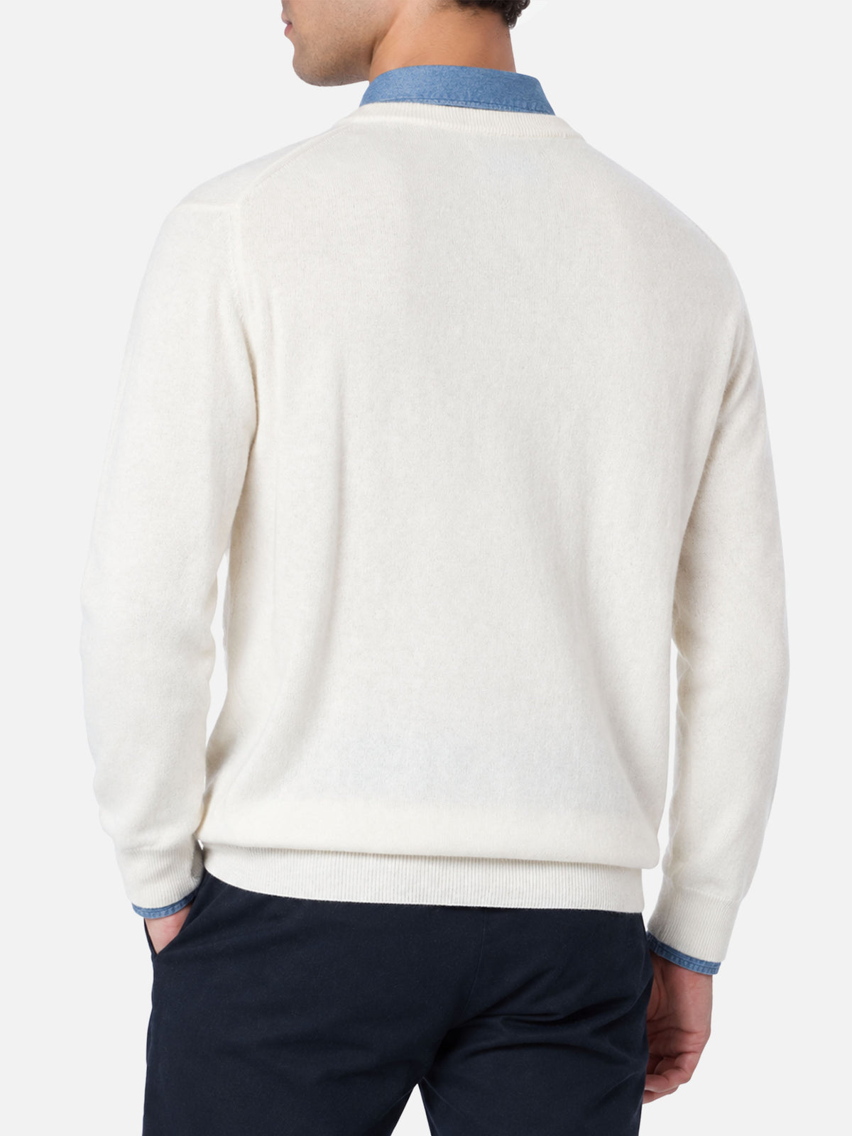 Off white Heron Light crewneck sweater with King of après ski embroidery