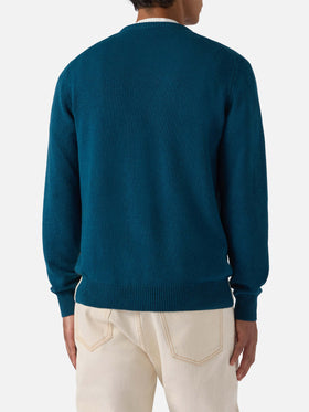 Maglione Heron verde ottanio con jacquard cartolina Après Ski