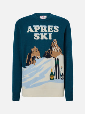 Maglione Heron verde ottanio con jacquard cartolina Après Ski