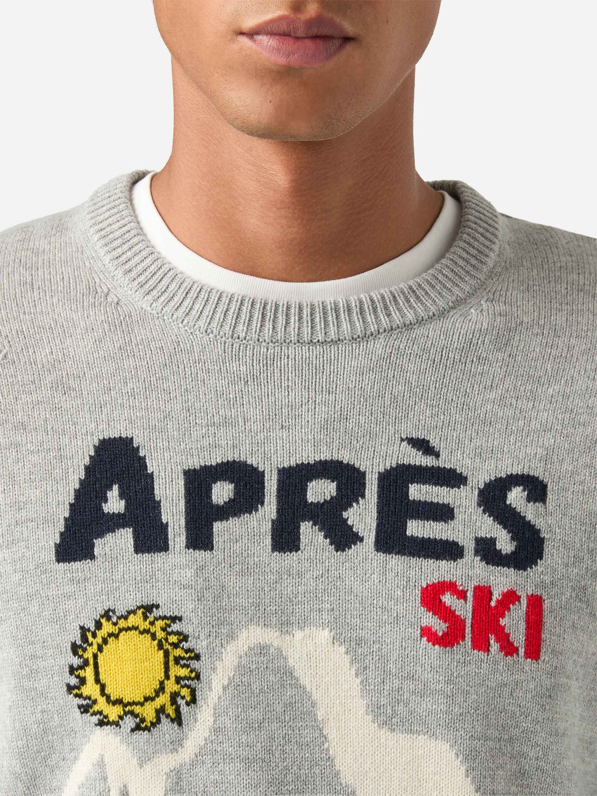 Rundhalstrickpullover Grey Heron mit Snoopy-Intarsie | Special edition 
