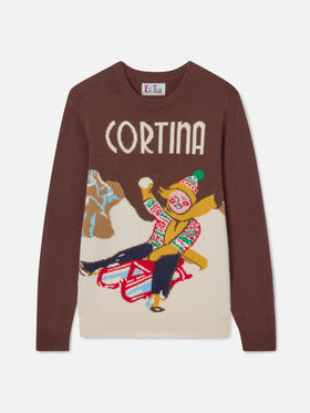 Maglione girocollo con jacquard Cortina postcard