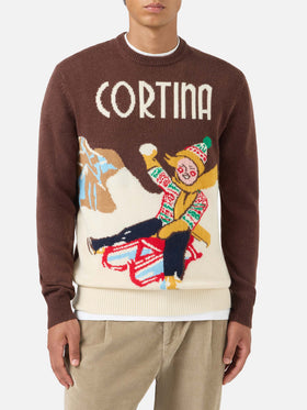 Maglione girocollo con jacquard Cortina postcard