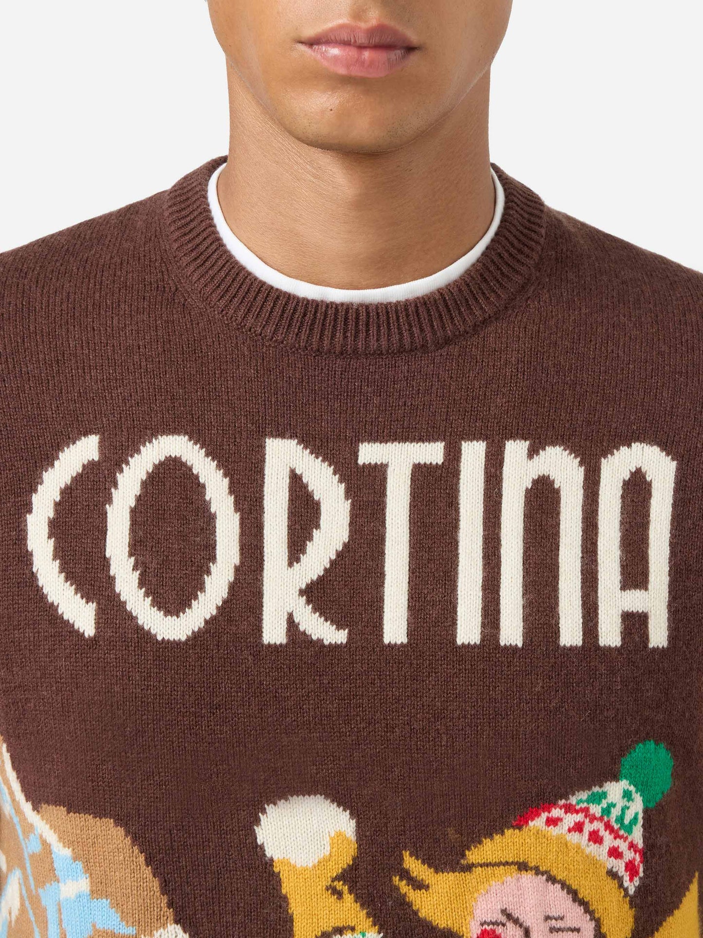 Maglione girocollo con jacquard Cortina postcard