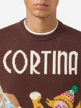 Maglione girocollo con jacquard Cortina postcard