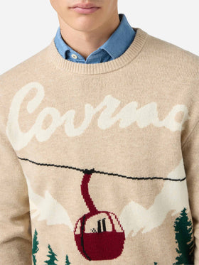 Heron sweater with Courma postcard jacquard