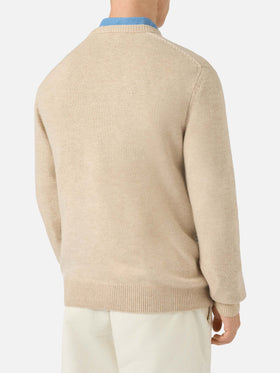 Heron sweater with Courma postcard jacquard