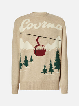 Heron sweater with Courma postcard jacquard