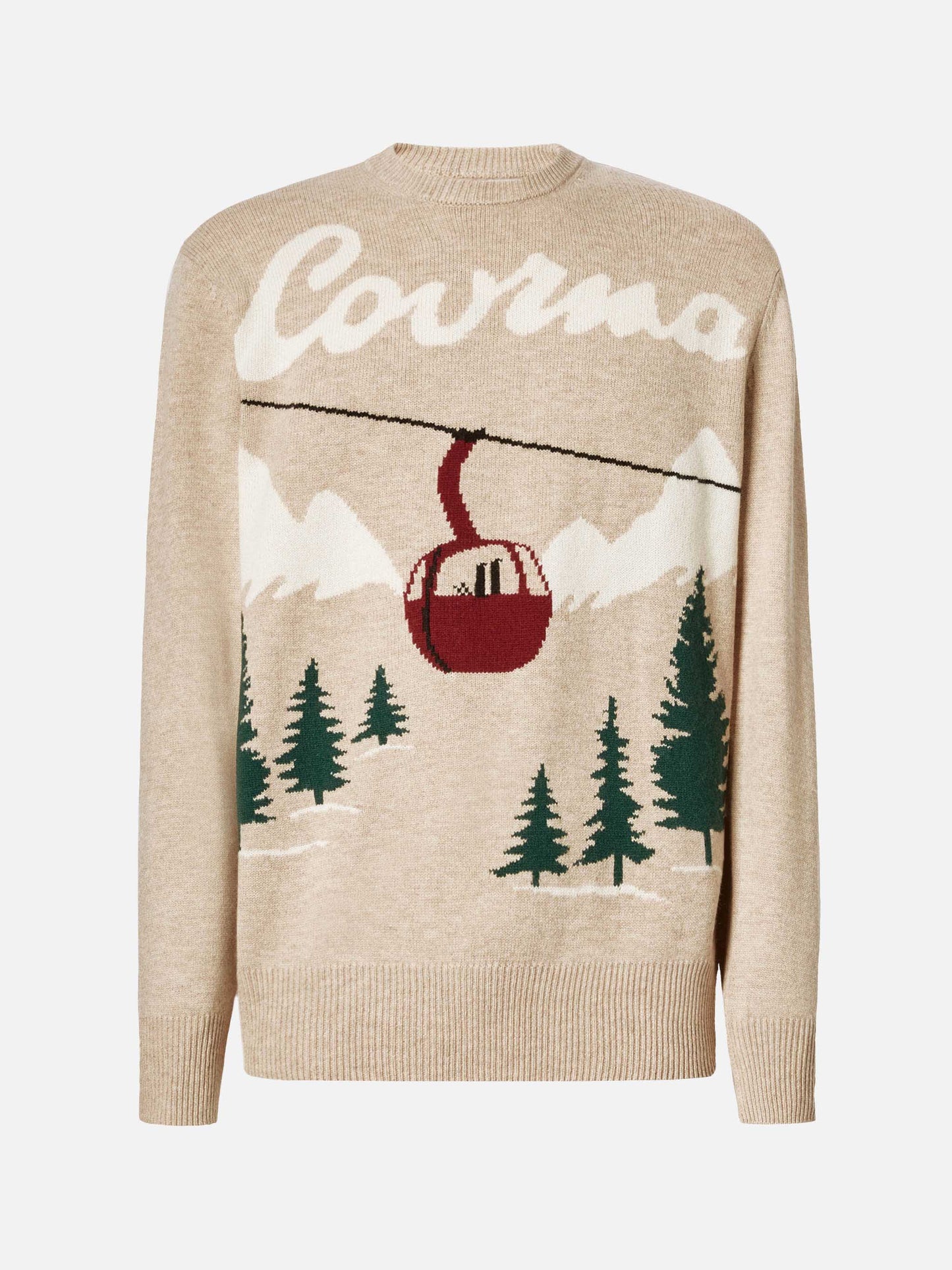 Heron sweater with Courma postcard jacquard
