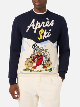 Pull col rond en maille Heron Navy blue avec intarsia Scrooge McDuck | Special edition 