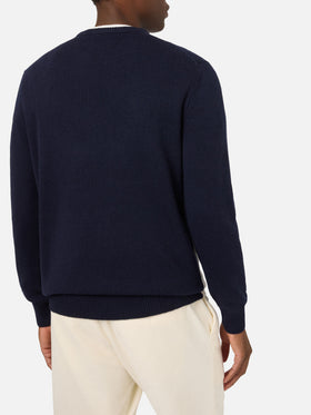 Pull col rond en maille Heron Navy blue avec intarsia Scrooge McDuck | Special edition 