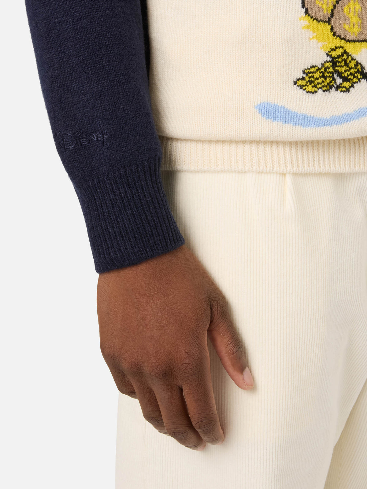 Pull col rond en maille Heron Navy blue avec intarsia Scrooge McDuck | Special edition 