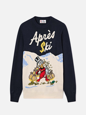 Pull col rond en maille Heron Navy blue avec intarsia Scrooge McDuck | Special edition 