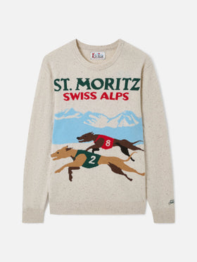 Heron white St. Moritz postcard sweater