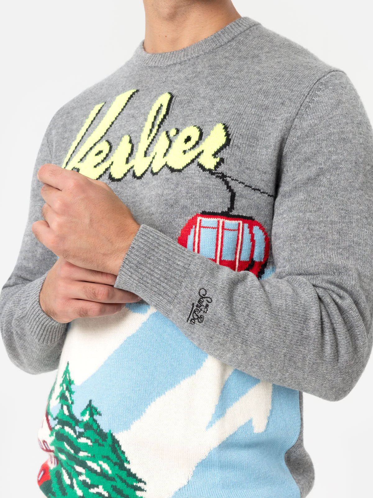 Maglione da uomo in misto cashmere Heron con jacquard verbier
