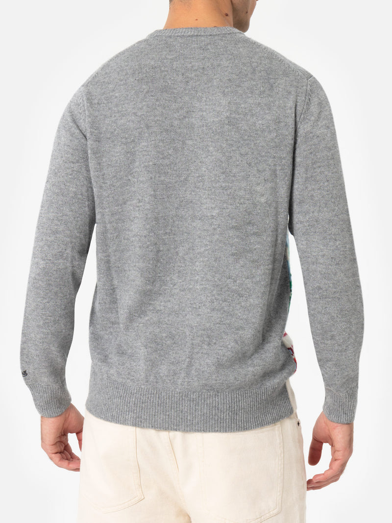 Man cashmere blend sweater Heron with verbier jacquard