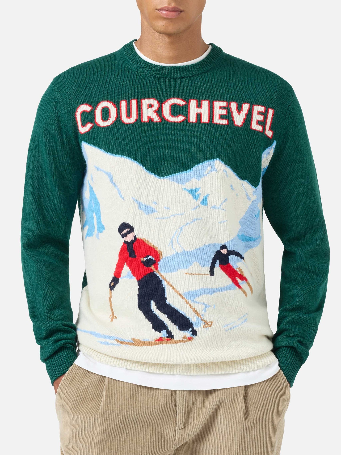 Pull ras-du-cou Heron avec jacquard carte postale Courchevel 