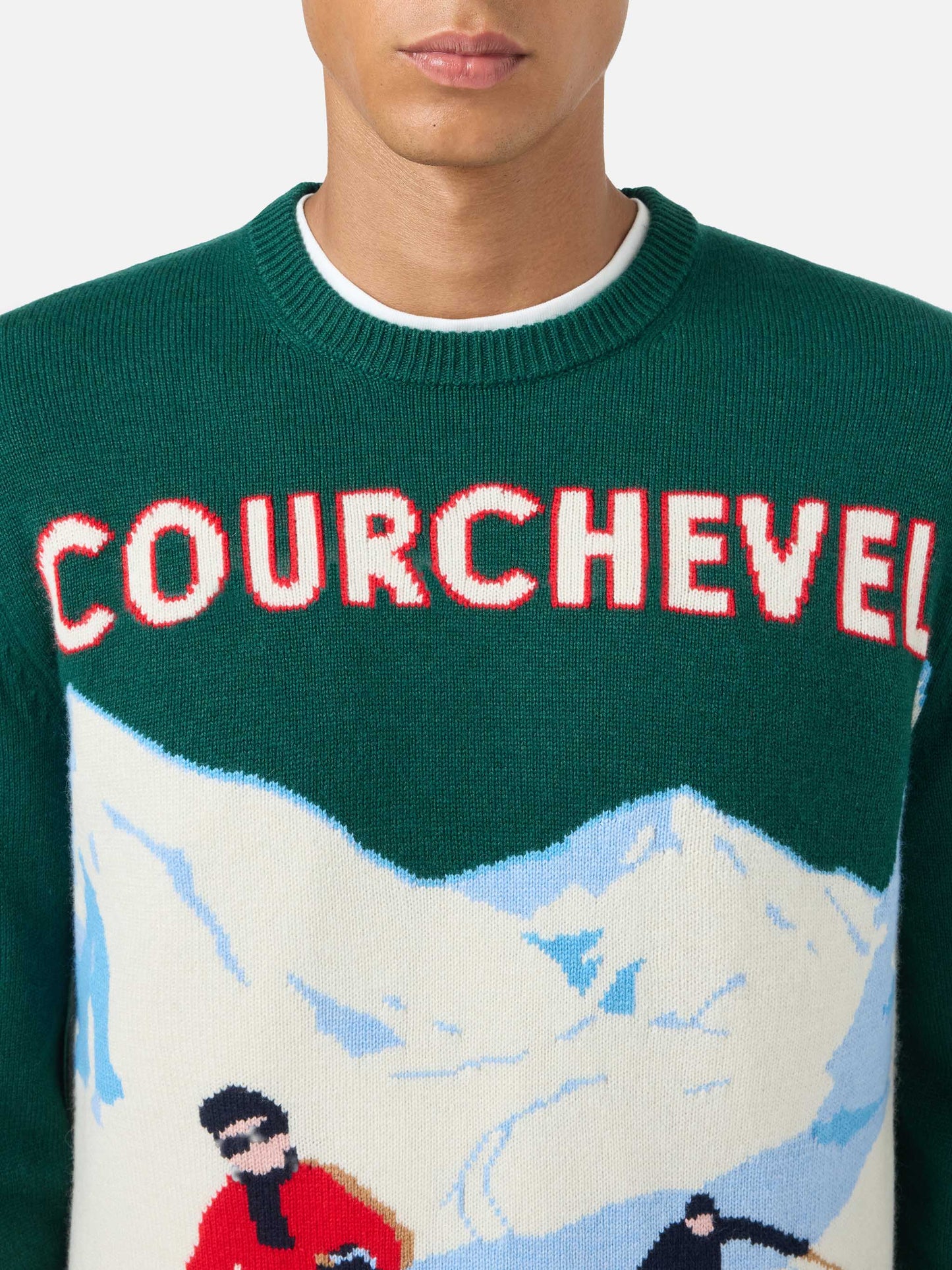 Pull ras-du-cou Heron avec jacquard carte postale Courchevel 