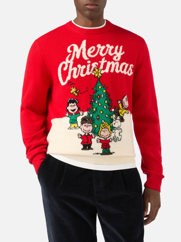 Maglia girocollo Heron rossa con intarsio Merry Christmas | Special edition