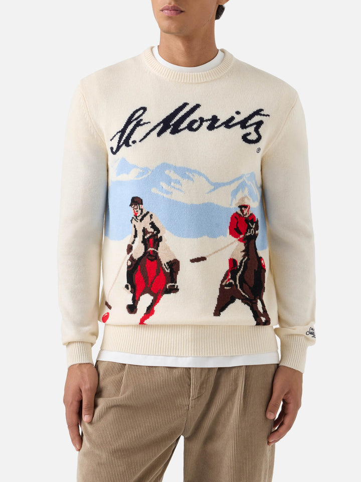 Jersey de punto con cuello redondo Grey Heron con intarsia St. Moritz | Special edition 