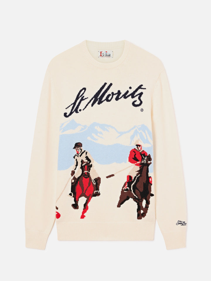 Jersey de punto con cuello redondo Grey Heron con intarsia St. Moritz | Special edition 