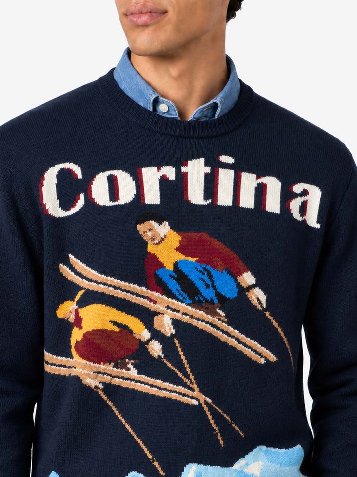 Rundhalspullover Heron mit Cortina-Postkarten-Jacquard 