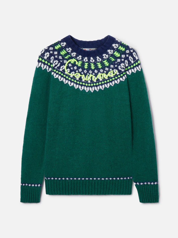 Maglione in alpaca Heron Nordic Soft con jacquard fair isle e ricamo Courma