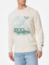 Weißer Pullover für Herren Heron mit Jacquard-Print Mountain Lover