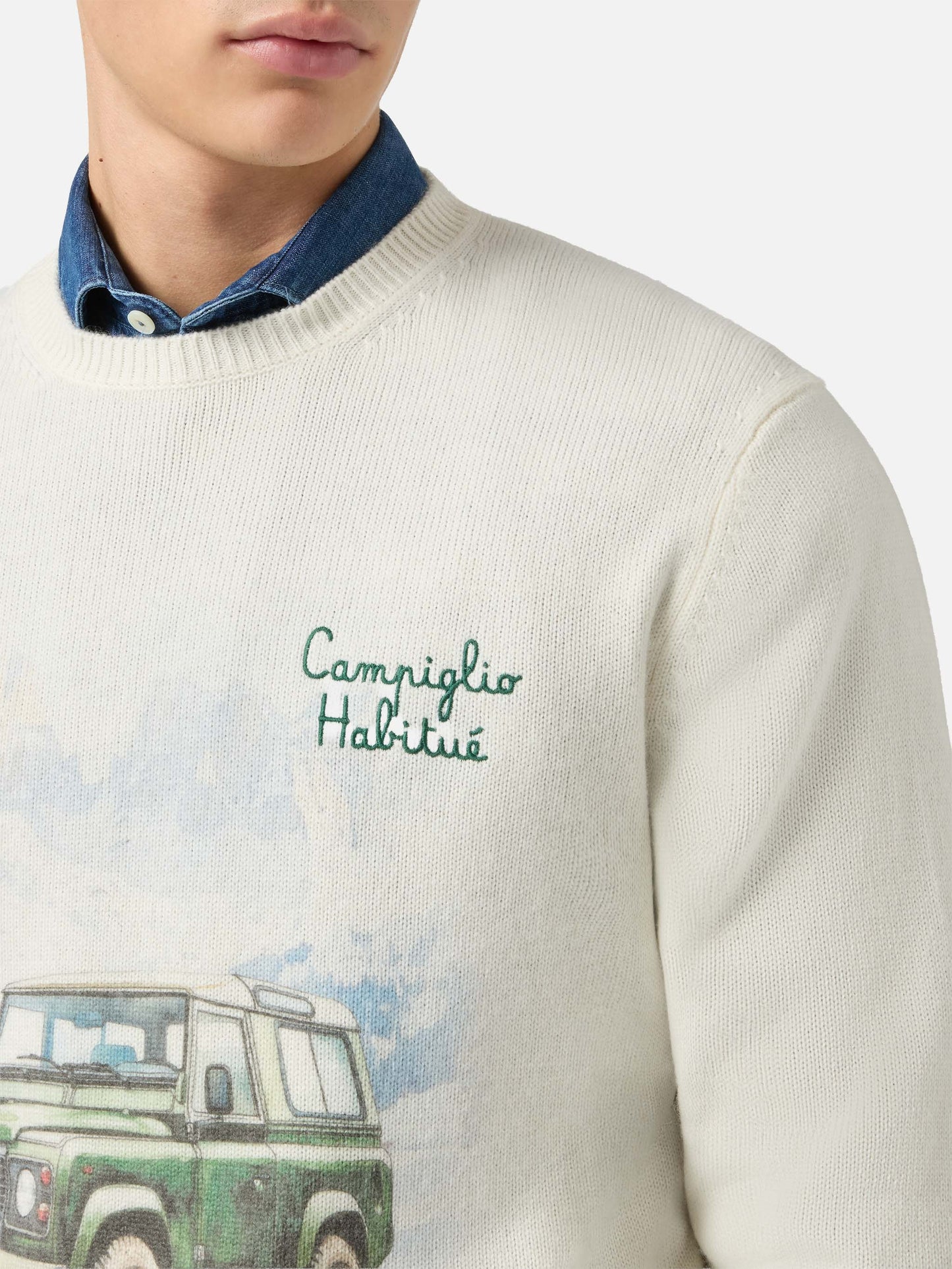 Heron Print sweater with Campiglio Road print