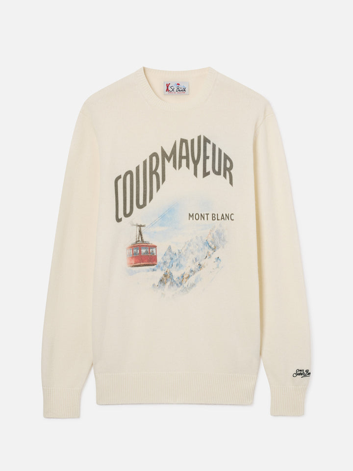 Grey Heron wool and cashmere blend crewneck with Courmayeur intarsia | Special edition
