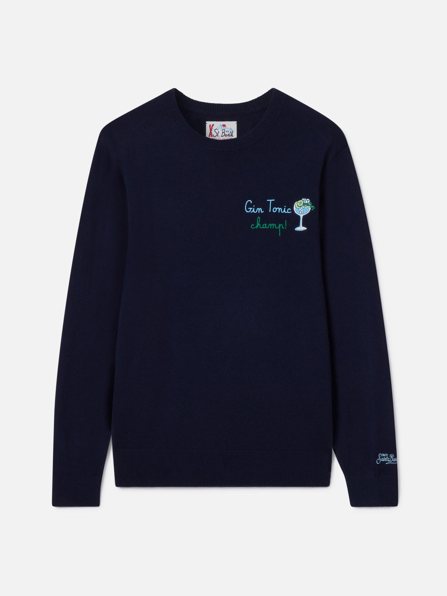 Pull col rond Heron avec broderie Gin tonic champ 