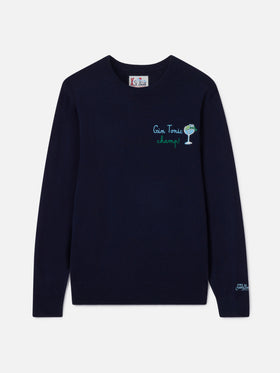Pull col rond Heron avec broderie Gin tonic champ 