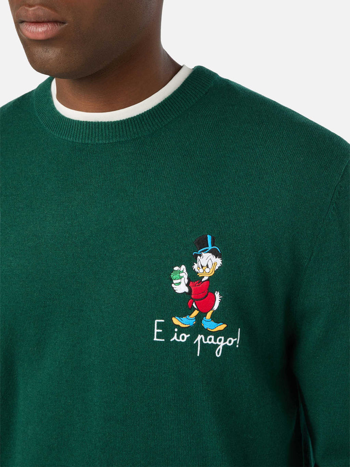 Green Heron Rundhalspullover aus leichter Woll- und Kaschmirmischung mit Scrooge-McDuck-Stickerei | Special edition 
