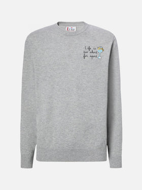 Crewneck sweater Heron Light with Life is too short for sport embroidery