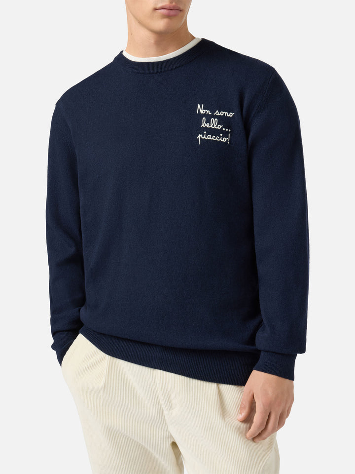 Crewneck sweater Heron Light with Non sono bello, piaccio! embroidery | VACANZE DI NATALE SPECIAL EDITION