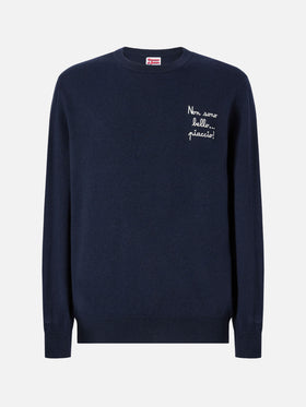 Crewneck sweater Heron Light with Non sono bello, piaccio! embroidery | VACANZE DI NATALE SPECIAL EDITION