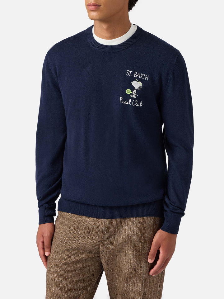 Crewneck sweater Heron Light with Snoopy padel champ embroidery | PEANUTS SPECIAL EDITION