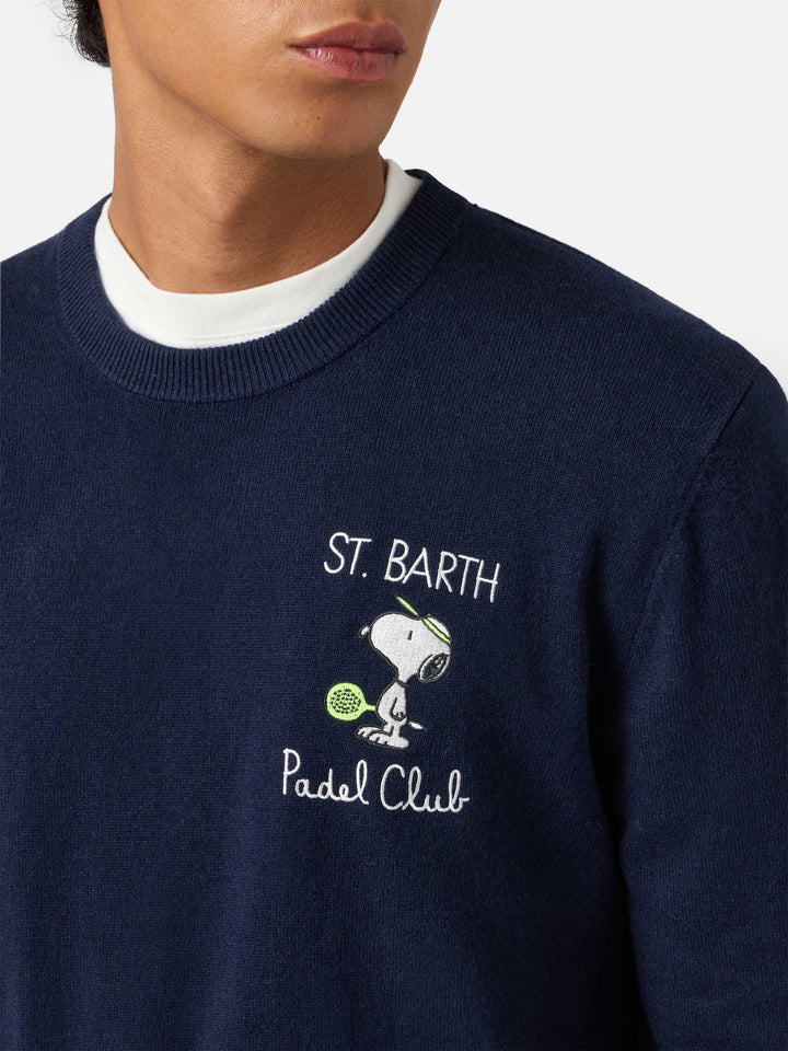Crewneck sweater Heron Light with Snoopy padel champ embroidery | PEANUTS SPECIAL EDITION