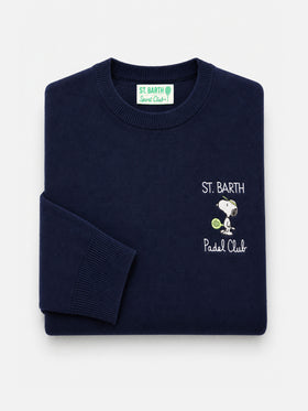 Maglione Heron Light blu navy con ricamo a cuore Snoopy padel club | Special Edition