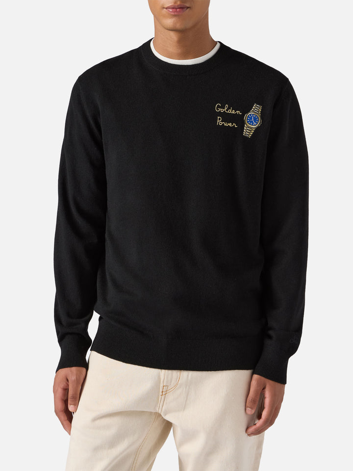 Maglione a girocollo Heron Light con ricamo Golden Power