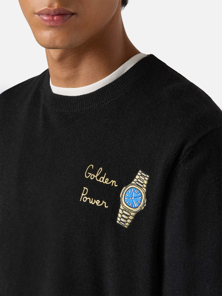 Maglione a girocollo Heron Light con ricamo Golden Power