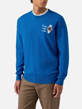 Maglione a girocollo Heron Light con ricamo Do you want a cola?